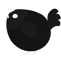 A black and sable chicken with a head pattern