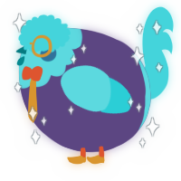 A overcast and aqua chicken with a head pattern