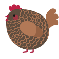 A bark and brown chicken with a lace pattern