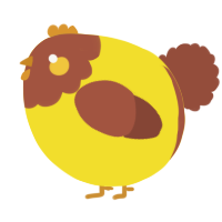 A yellow and russet chicken with a head pattern