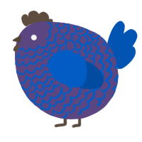 A overcast and ultramarine chicken with a lace pattern