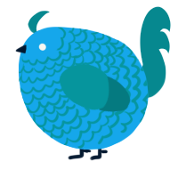 A sky and teal chicken with a lace pattern