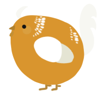 A orange and white chicken with a neck-band pattern
