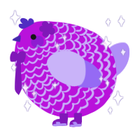 A amethyst and lilac chicken with a lace pattern