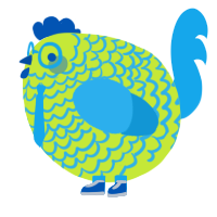 A lime and sky chicken with a lace pattern