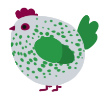 A mist and viridian chicken with a speckle pattern