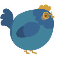 A sapphire and ultramarine chicken with a head pattern