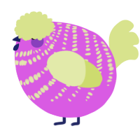 A orchid and lemon chicken with a bar pattern