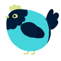 A aqua and tumblr chicken with a head pattern