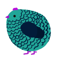 A turquoise and tumblr chicken with a lace pattern