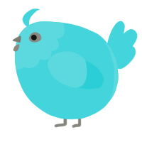 A aqua chicken with a head pattern