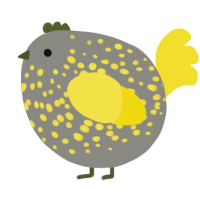 A ash and yellow chicken with a speckle pattern