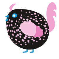 A sable and pink chicken with a speckle pattern