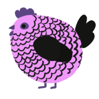 A lavender and black chicken with a lace pattern