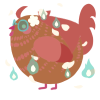 A russet and crimson chicken with a bar pattern