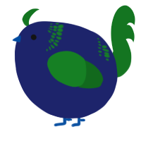 A navy and leaf chicken with a neck-band pattern