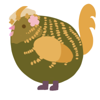 A olive and orange chicken with a half-bar pattern