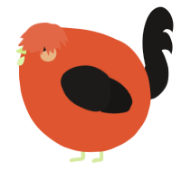 A vermilion and sable chicken