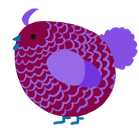 A maroon and blurple chicken with a lace pattern