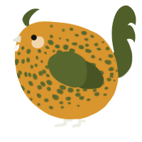 A orange and olive chicken with a speckle pattern