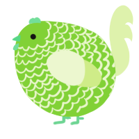A grass and apple chicken with a lace pattern