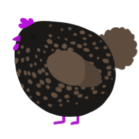 A sable and bark chicken with a speckle pattern