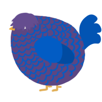 A overcast and ultramarine chicken with a lace pattern