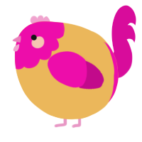 A honey and fuchsia chicken with a head pattern