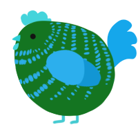 A leaf and sky chicken with a bar pattern