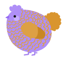 A lilac and orange chicken with a lace pattern