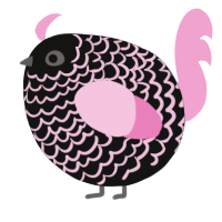 A black and pink chicken with a lace pattern