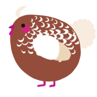 A russet and cream chicken with a half-lace pattern