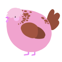A pink and russet chicken with a neck-speckle pattern