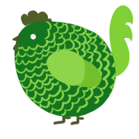 A leaf and grass chicken with a lace pattern
