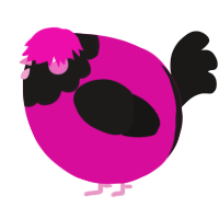 A fuchsia and sable chicken with a head pattern