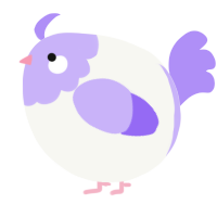 A white and lilac chicken with a head pattern
