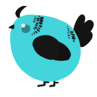 A aqua and black chicken with a neck-band pattern