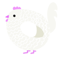 A white chicken with a lace pattern