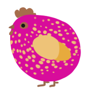 A fuchsia and honey chicken with a speckle pattern