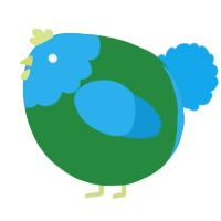 A viridian and sky chicken with a head pattern