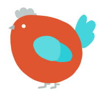 A vermilion and aqua chicken