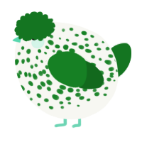 A white and leaf chicken with a speckle pattern