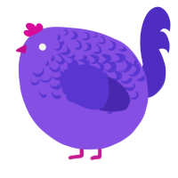 A blurple and indigo chicken with a half-lace pattern