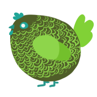A olive and grass chicken with a double-lace pattern