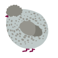 A silver and ash chicken with a speckle pattern
