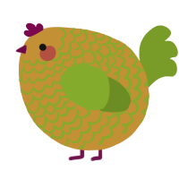 A gold and chartreuse chicken with a lace pattern