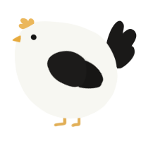 A white and sable chicken