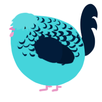 A aqua and tumblr chicken with a half-lace pattern