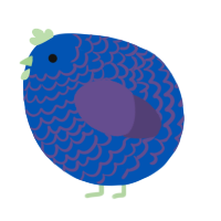 A ultramarine and overcast chicken with a lace pattern