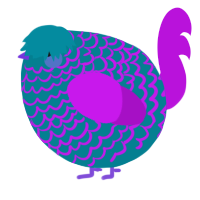 A sea and amethyst chicken with a lace pattern